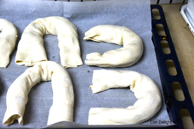 cheese stuffed ziva pastry before baking