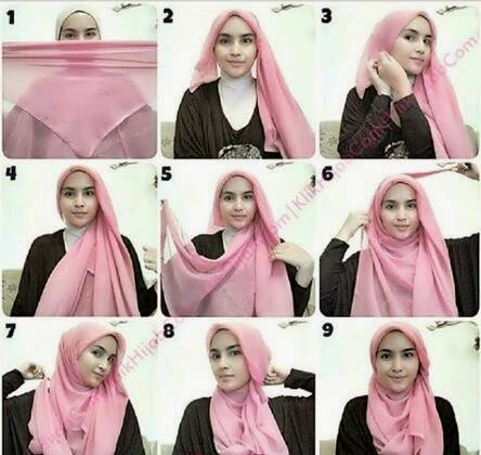 Cara Memakai Hijab Dua Warna Segi Empat Menutupi Dada