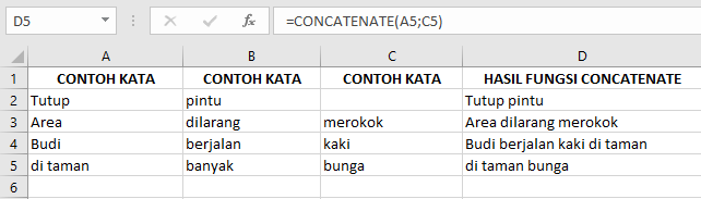 Contoh Fungsi CONCATENATE dan Penerapannya di Microsoft Excel