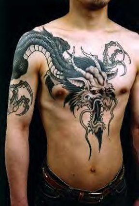 japanese waterfall tattoo. dragon waterfall tattoo.