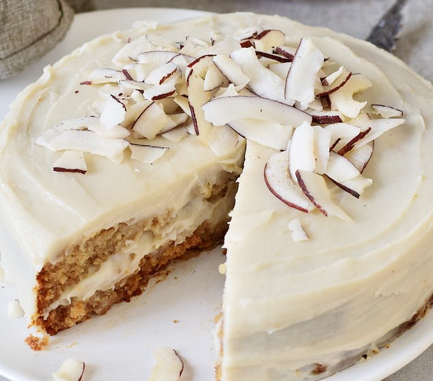 VEGAN COCONUT CAKE | WITH OIL-FREE CREAM FROSTING (GF) #desserts #glutenfree