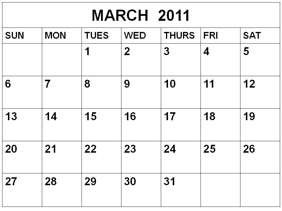 Blank Calendar March 2011