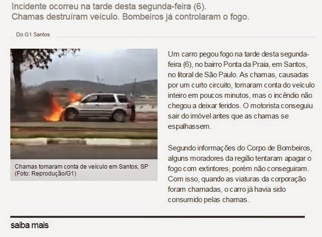 O mundo em chamas, carro pega fogo do nada em Santos