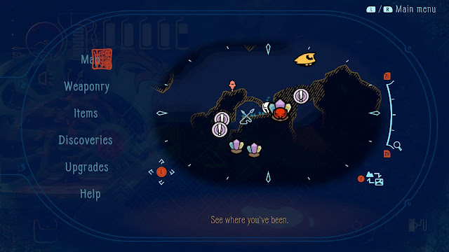 Screenshot of the Map in the Game Menu. It's clear where the player is relative to the objects around them.