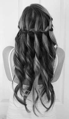 Prom Long Hairstyle with Waterfall Braid