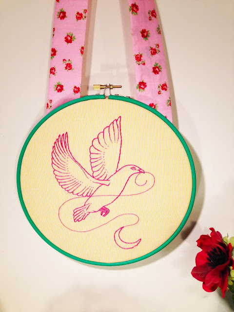 bird embroidery, embroidery hoop for wall decor