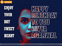 divya agarwal blue poster with happy birthday quote