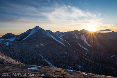 Sunset from Armstrong, from Bob Marcellus' book Inside The Blue Line.

The Saratoga Skier and Hiker, first-hand accounts of adventures in the Adirondacks and beyond, and Gore Mountain ski blog.