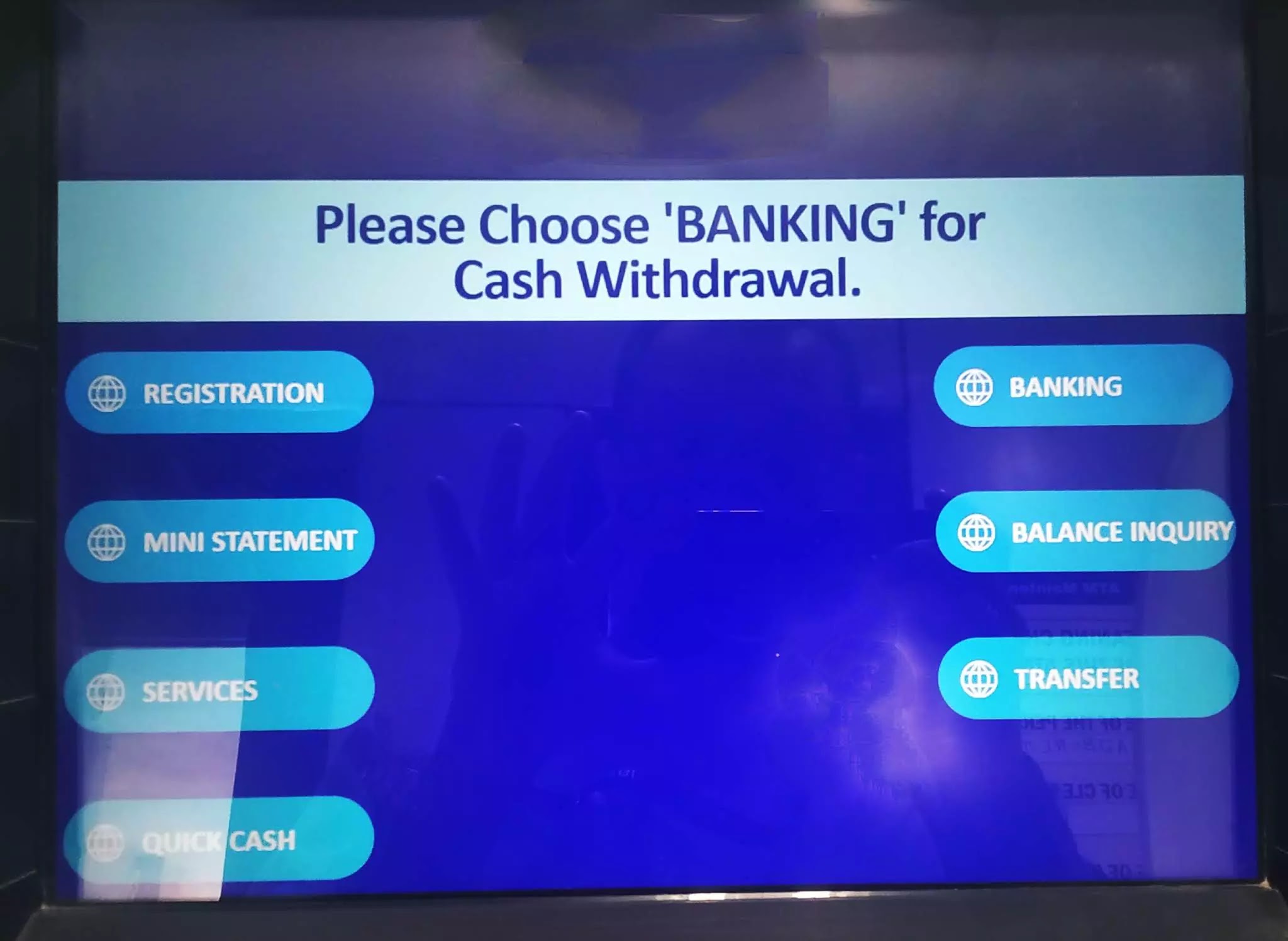 ATM main screen