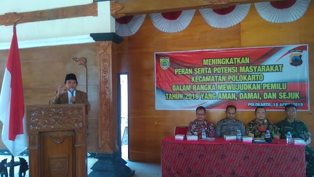 CIPTAKAN SUASANA SEJUK, KECAMATAN POLOKARTO SOSIALISASI PEMILU DAMAI