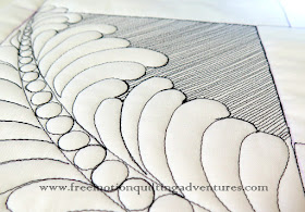 Matchstick fill around free motion feathers