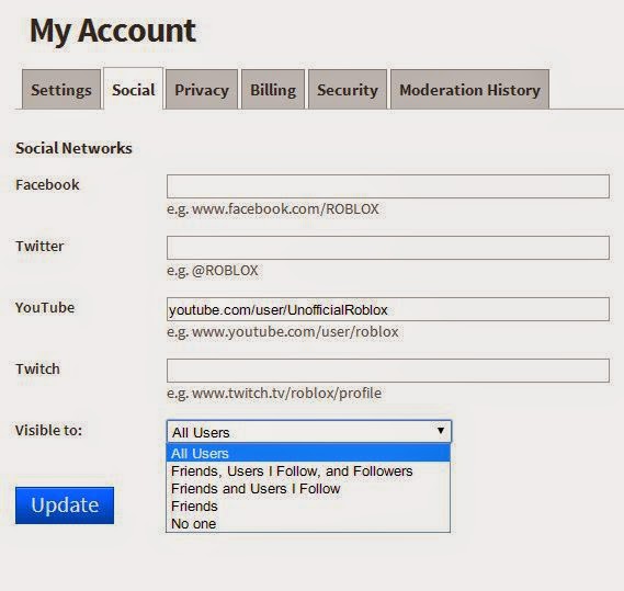 Unofficial Roblox How To Put Social Network Links On Your Roblox Profile - my roblox account was banned youtube