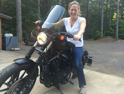 Kimberley Strassel sitting in her bike