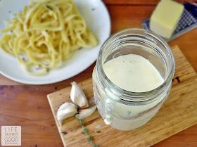 Homemade Garlic Alfredo Sauce | by Life Tastes Good is easy to make and lick-your-plate clean kinda good! #Sauce #Homemade