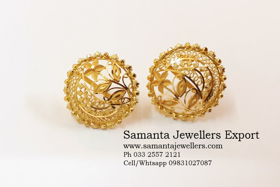 Latest Gold Earring Stud Tops Designs with Weight | Simple Tops Ear Studs Jhumka for Women daily use