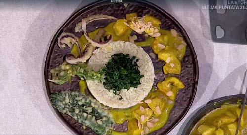 Pollo al curry con verdure in tempura ricetta Gian Piero Fava