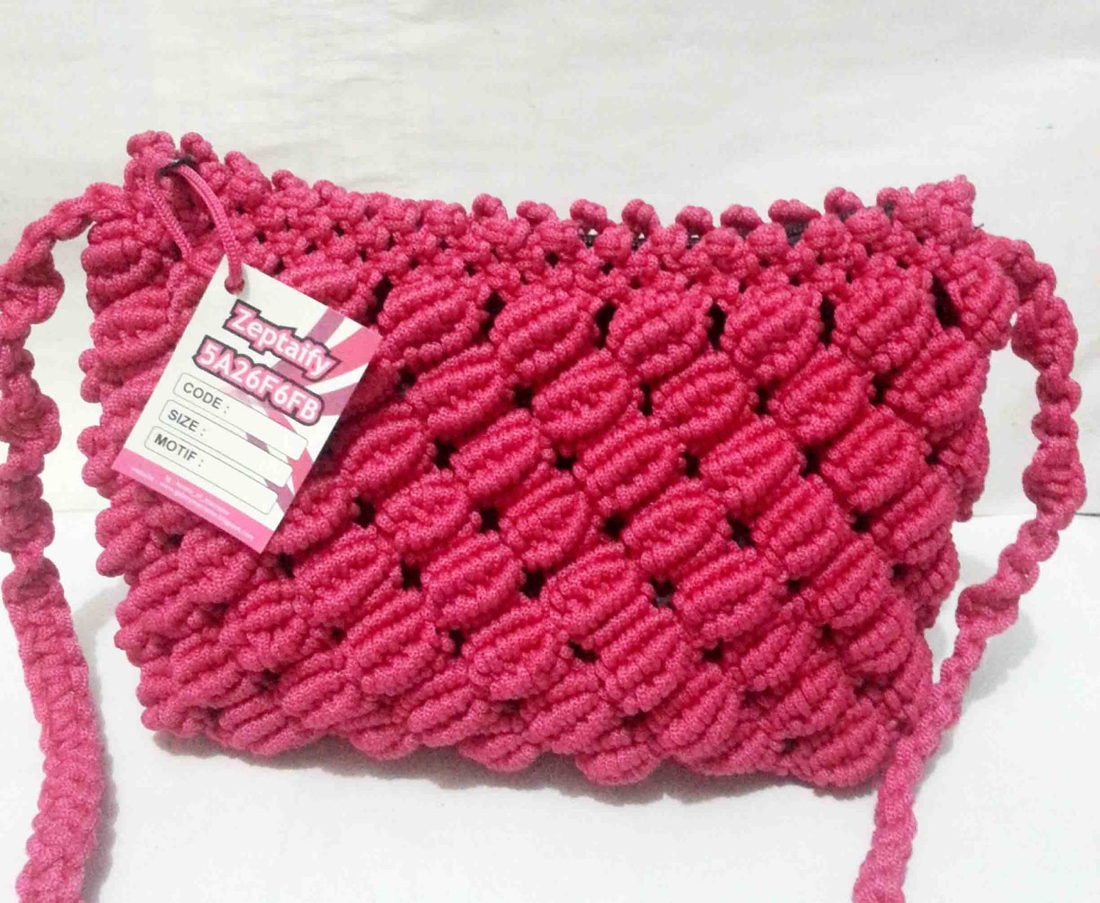  Tas  Tali  Kur  Motif  Kerang  Berjajar Pink Merabella ZA 