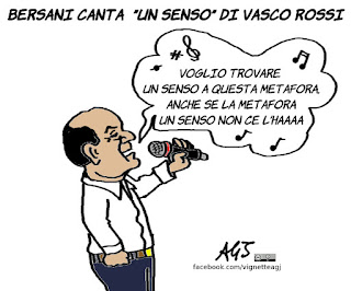 bersani, minoranza pd, vasco rossi, un senso, satira, vignetta