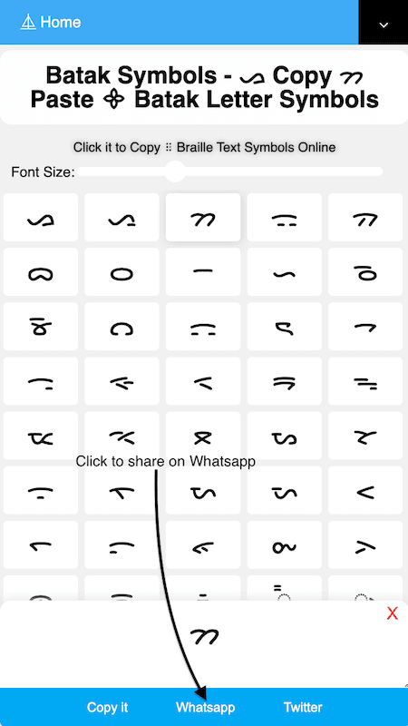 How to share ᯕ Batak Symbols on Whatsapp?