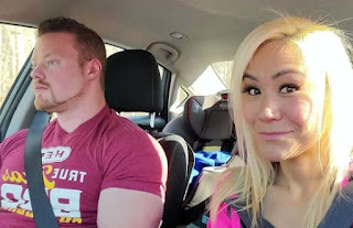 Miki Sudo clicking selfie with boyfriend while sitting in car