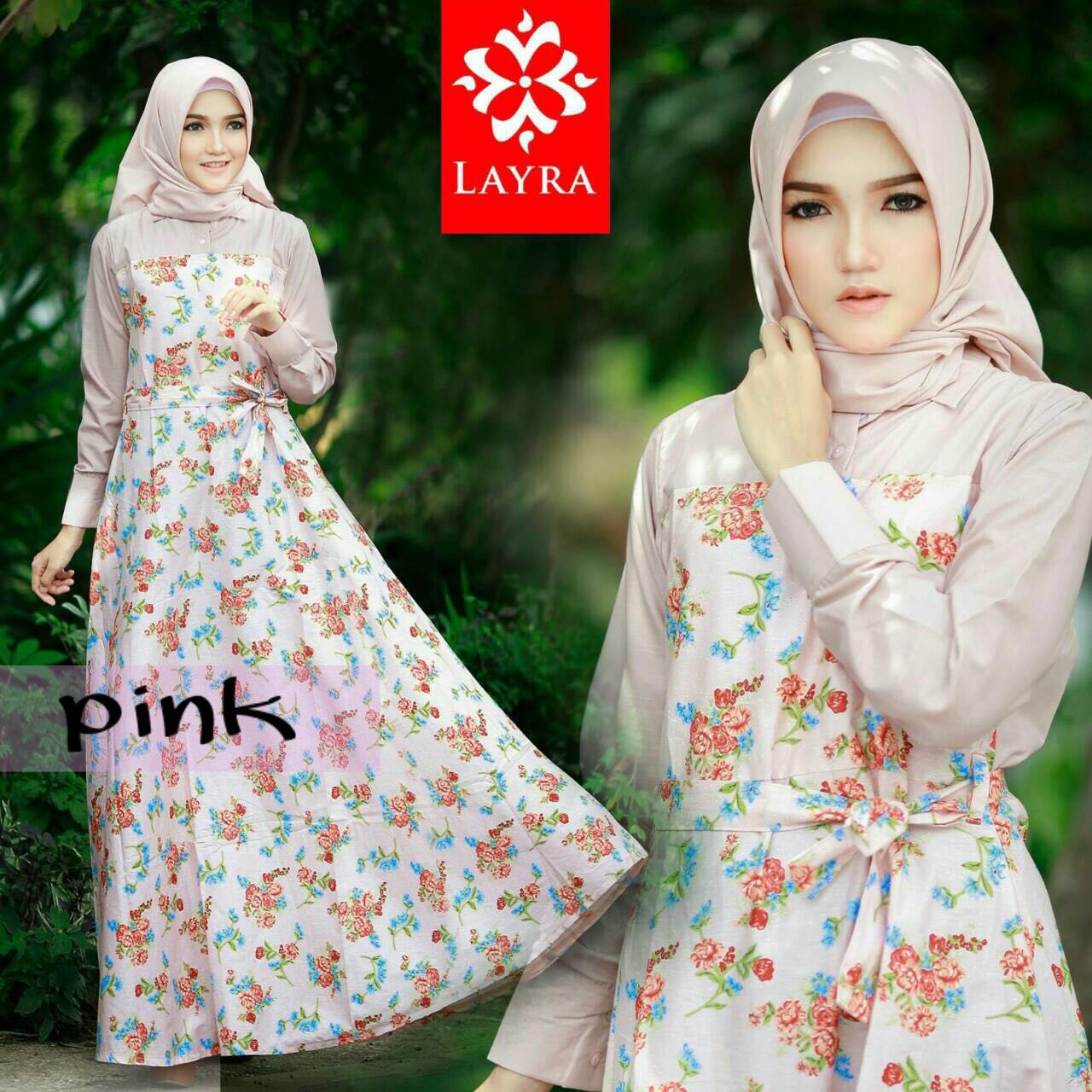  Jual  Baju  Hijab  Original Flowery Dress Set By Layra