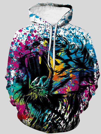 LW Men Splash-ink Design Oversized Hoodie