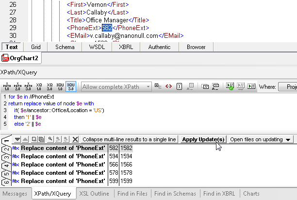 XQuery Update Facility Editor