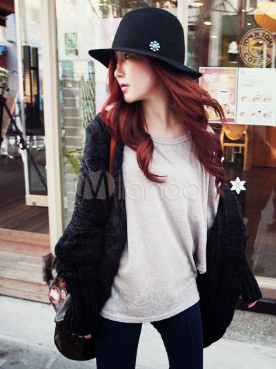 Black Chic Acrylic Women's Sweater Coat