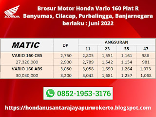 Brosur Motor Honda Vario 160 Plat R Juni 2022