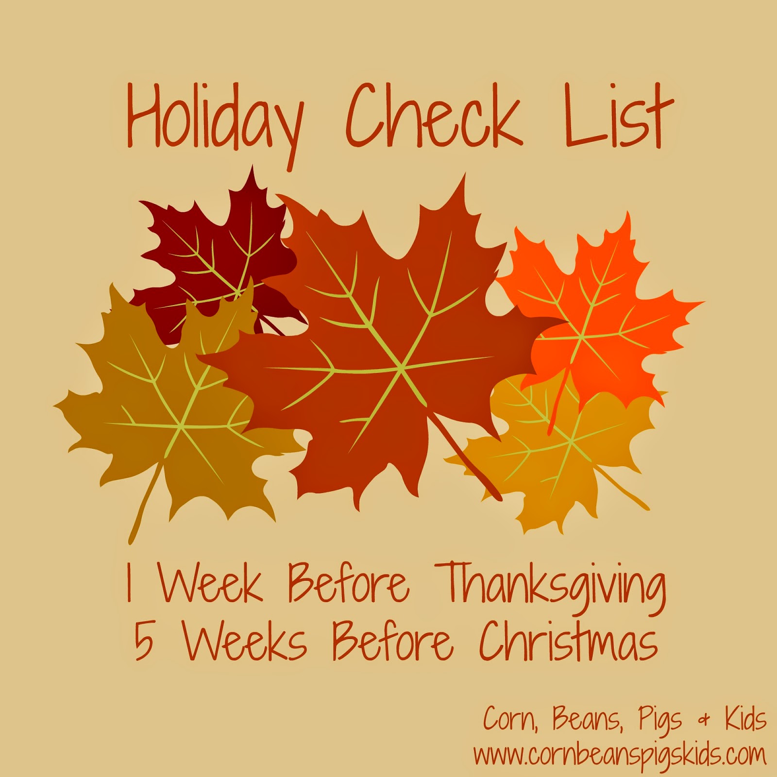 Holiday Check List - 1 Week Before Thanksgiving