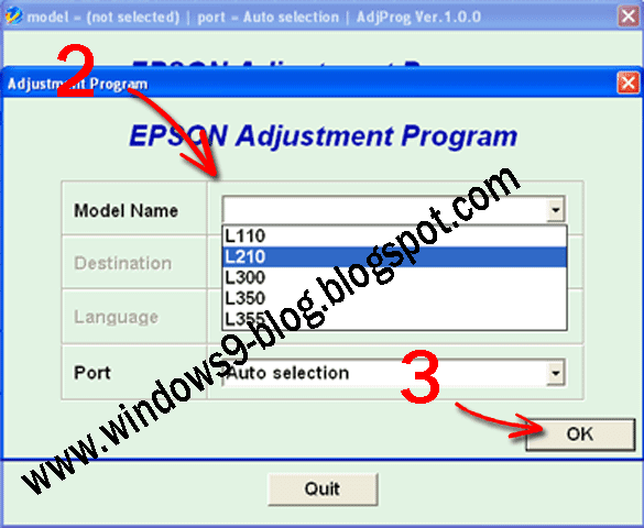 Download Epson L110, L210, L300, L350, L355 resetter tool