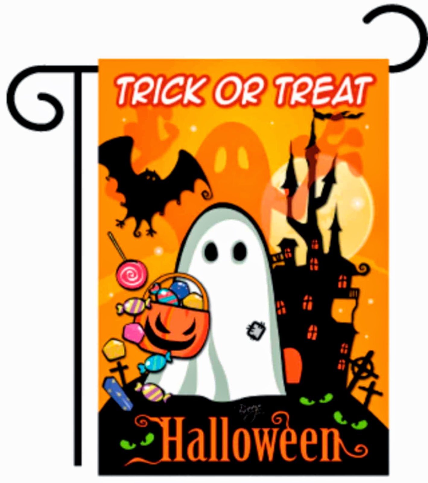 little ghost halloween garden flag