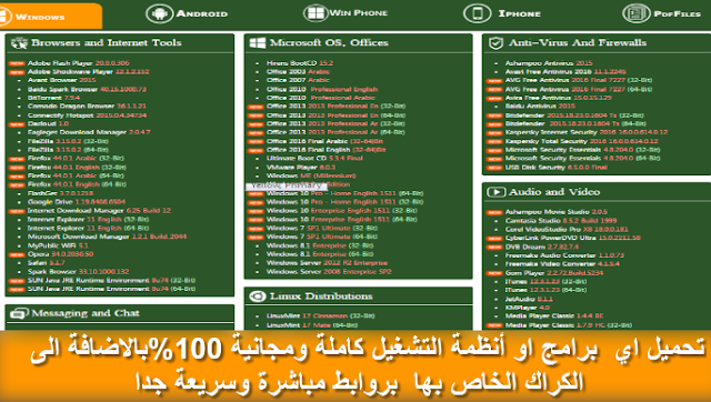 تحميل اي  برامج او أنظمة التشغيل كاملة ومجانية 100%بالاضافة الى الكراك الخاص بها  بروابط مباشرة وسريعة جدا 