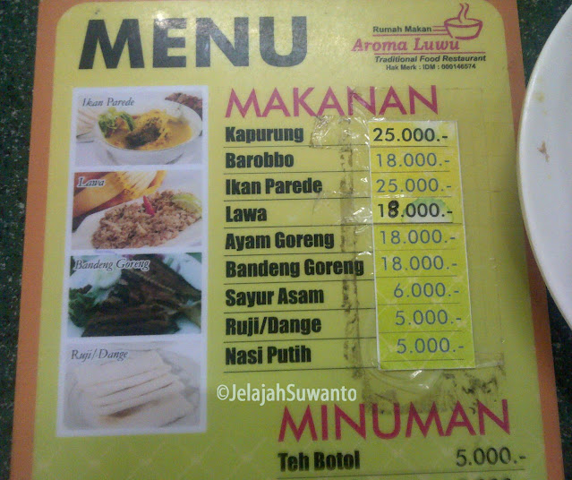 Menu makanan khas Luwu di RM Aroma Luwu Makassar || ©JelajahSuwanto