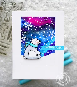 Sunny Studio Stamps: Frosty Flurries and Playful Polar Bears Winter Sky Background Card by Vanessa Menhorn