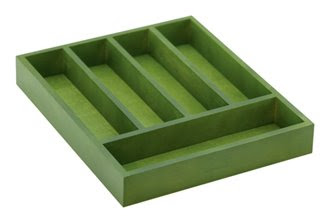 green silverware tray