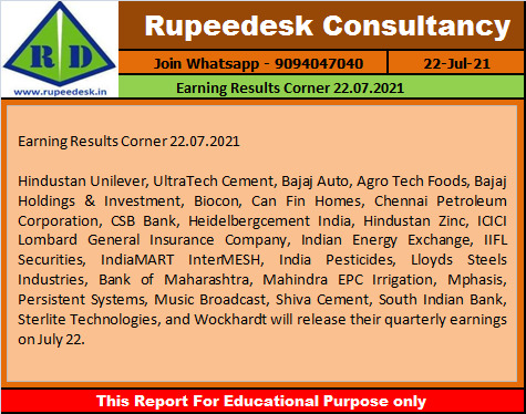 Earning Results Corner 22.07.2021