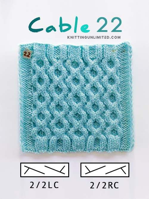 Cable 22, Multiple of 16 sts plus 8