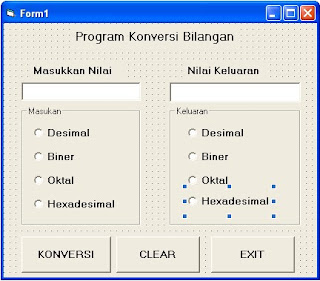 Aplikasi konversi bilangan dengan VB