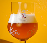 Tripel Karmeliet beer glass with nice head