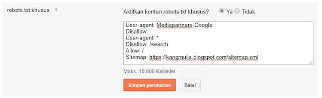 Tag robot khusus blog