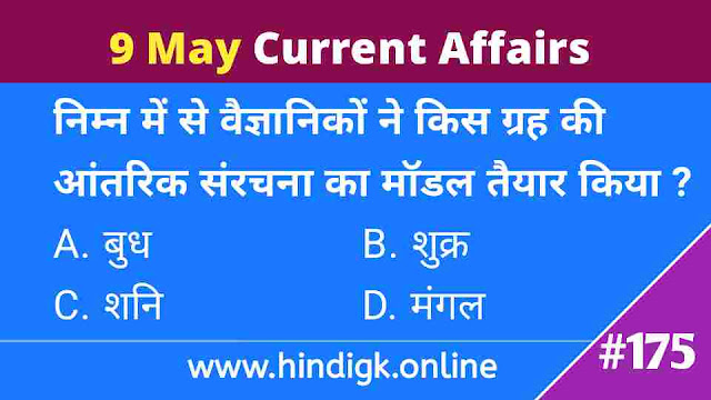 9 May 2021 Current Affairs In Hind