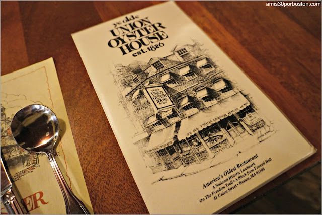 Carta del Union Oyster House en Boston