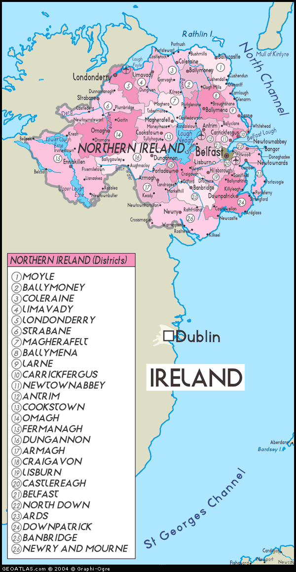  Northern Ireland  Map Regional Map of Ireland  City 