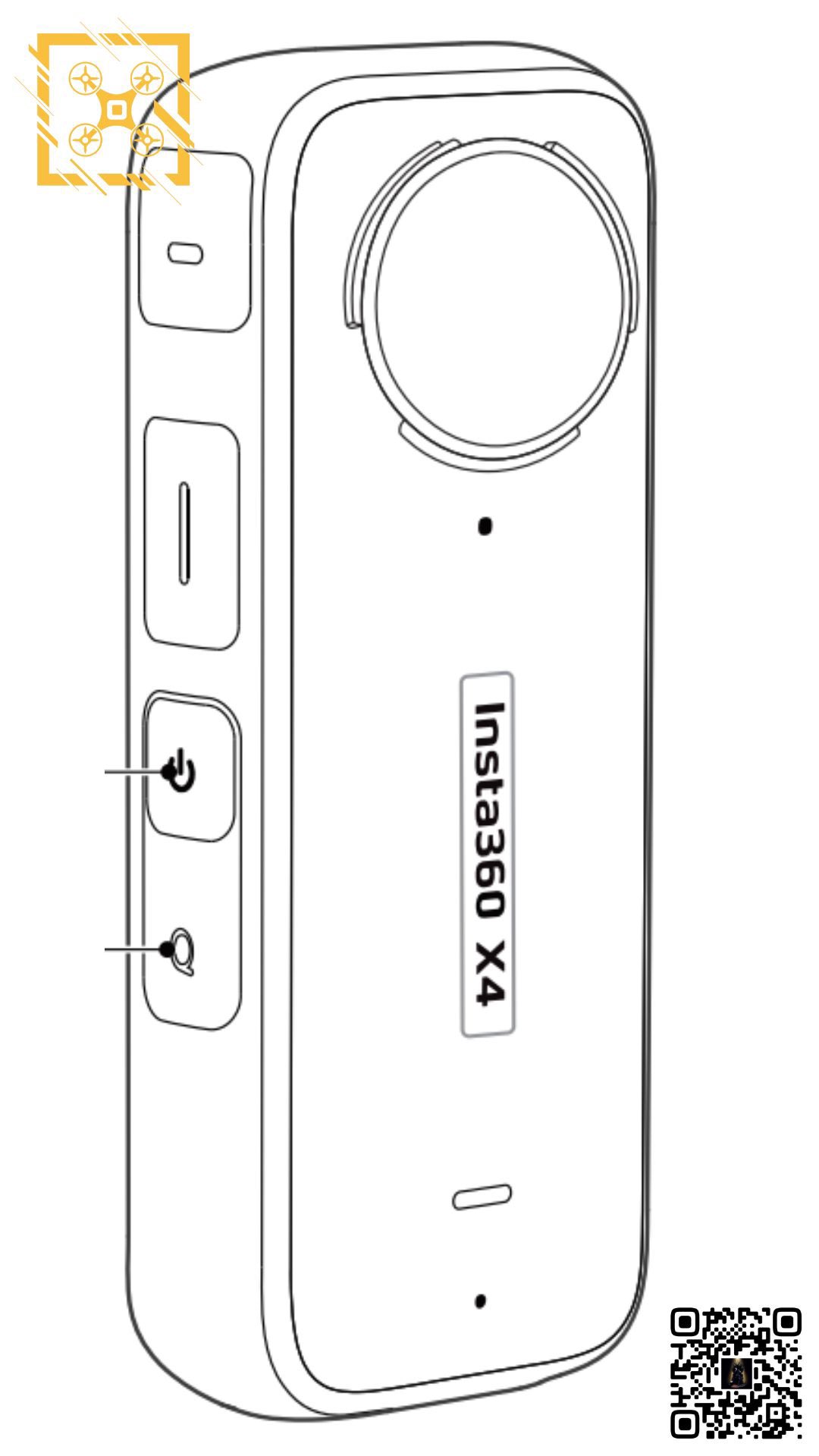 Схематическое обозначение органов управления камеры Insta360 X4 8K