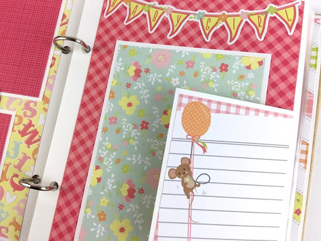 Baby Girl Scrapbook Album page with cute mouse and balloons