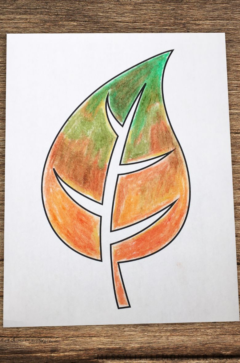 Oil pastel leaf art for kids