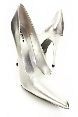 Silver Metallic Faux Leather Pointed Toe Pump Heels
