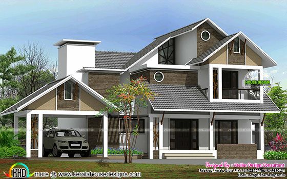 Sloping roof architecture plan 2500 sq-ft