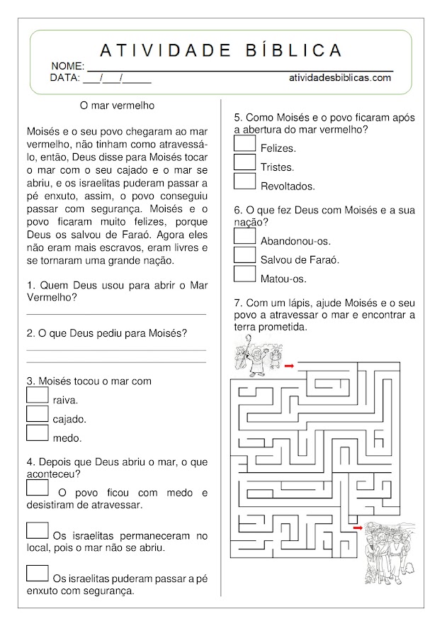 atividades sobre moisés